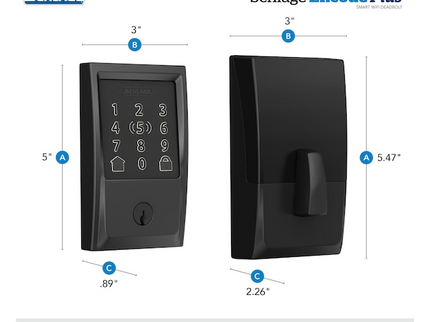 Schlage Encode Plus Century Matte Black Smart Wi-Fi and Bluetooth Touchscreen Keypad Electronic Deadbolt Lock