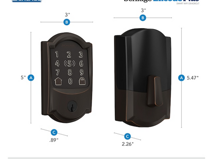 Schlage Encode Plus Camelot Aged Bronze Smart Wi-Fi and Bluetooth Touchscreen Keypad Electronic Deadbolt Lock