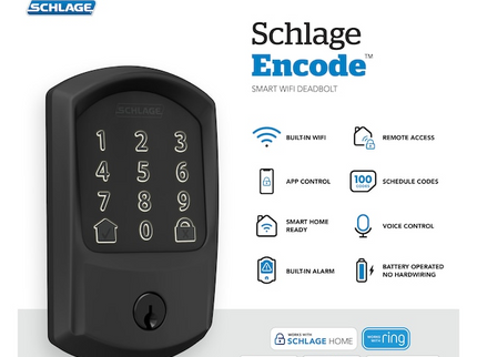 Schlage Encode Greenwich Matte Black Smart Wi-Fi and Bluetooth Touchscreen Keypad Electronic Deadbolt Lock