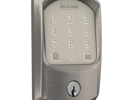 Schlage Encode Greenwich Satin Nickel Smart Wi-Fi and Bluetooth Touchscreen Keypad Electronic Deadbolt Lock