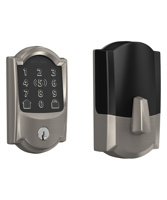 Schlage Encode Plus Camelot Satin Nickel Smart Wi-Fi and Bluetooth Touchscreen Keypad Electronic Deadbolt Lock