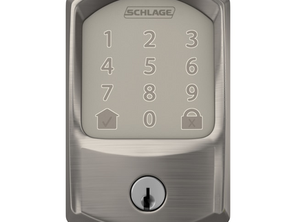 Schlage Encode Greenwich Satin Nickel Smart Wi-Fi and Bluetooth Touchscreen Keypad Electronic Deadbolt Lock
