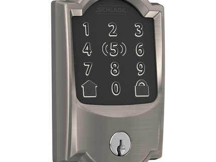 Schlage Encode Plus Camelot Satin Nickel Smart Wi-Fi and Bluetooth Touchscreen Keypad Electronic Deadbolt Lock