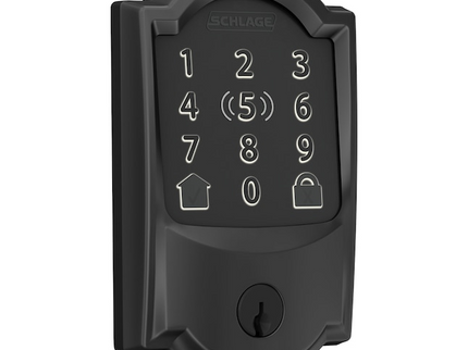 Schlage Encode Plus Camelot Matte Black Smart Wi-Fi and Bluetooth Touchscreen Keypad Electronic Deadbolt Lock