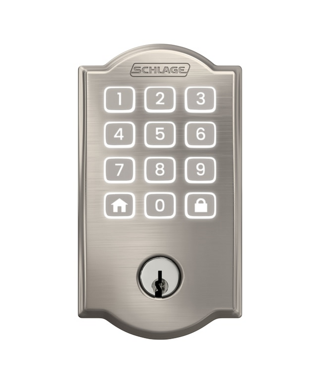 Schlage Arrive Camelot Satin Nickel Smart Wi-Fi and Bluetooth Keypad Electronic Deadbolt Lock