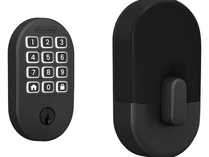 Schlage Arrive Remsen Matte Black Electronic Deadbolt and Greenwich Entry Door Handleset Bundle