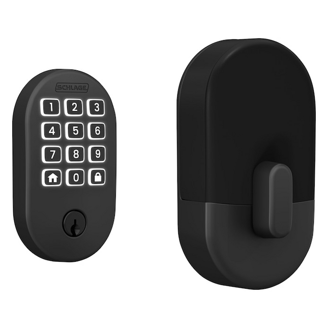 Schlage Arrive Remsen Matte Black Electronic Deadbolt and Greenwich Entry Door Handleset Bundle