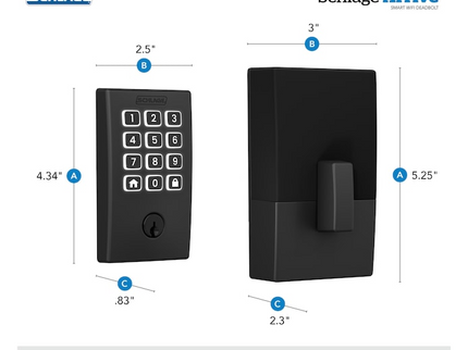 Schlage Arrive Century Matte Black Electronic Deadbolt and Latitude Keyed Entry Door Handle Bundle