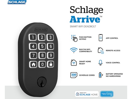 Schlage Arrive Remsen Matte Black Electronic Deadbolt and Remsen-Davlin Handleset Bundle
