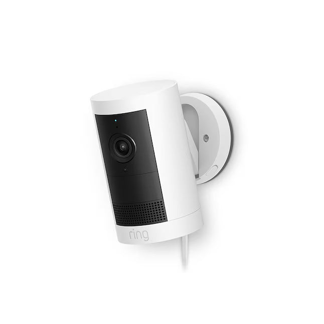 Ring Outdoor Cam Plus, Plug-In with 2K Video and Ring Vision, Low-Light Sight, and Mount-Anywhere Versatility (White)