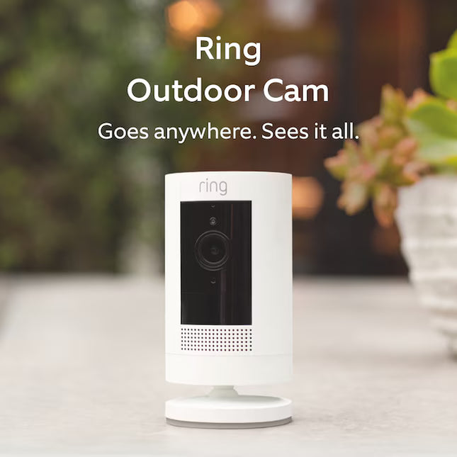 Ring Outdoor Cam (Stick Up Cam) Battery Smart Security Wifi Video Camera with 2-Way Talk, Night Vision, White