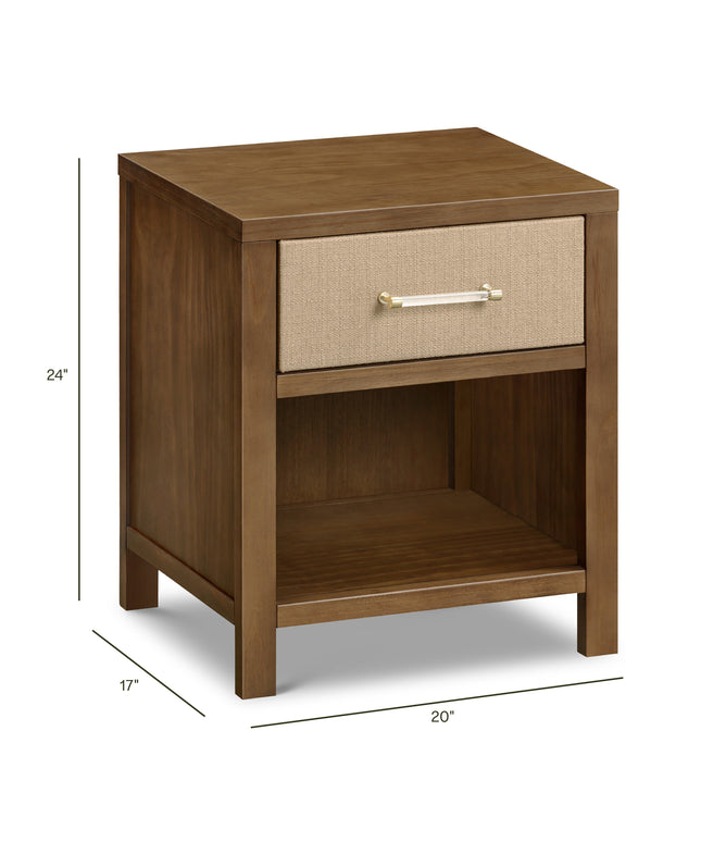 M24860NLPSEW,Namesake,Eloise Nightstand  Assembled in Natural Walnut & Performance Sand Eco-Weave