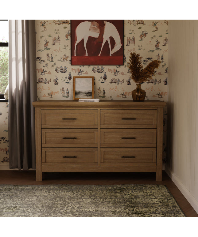 B14516DF,Monogram by Namesake,Emory Farmhouse 6-Drawer Dresser in Driftwood