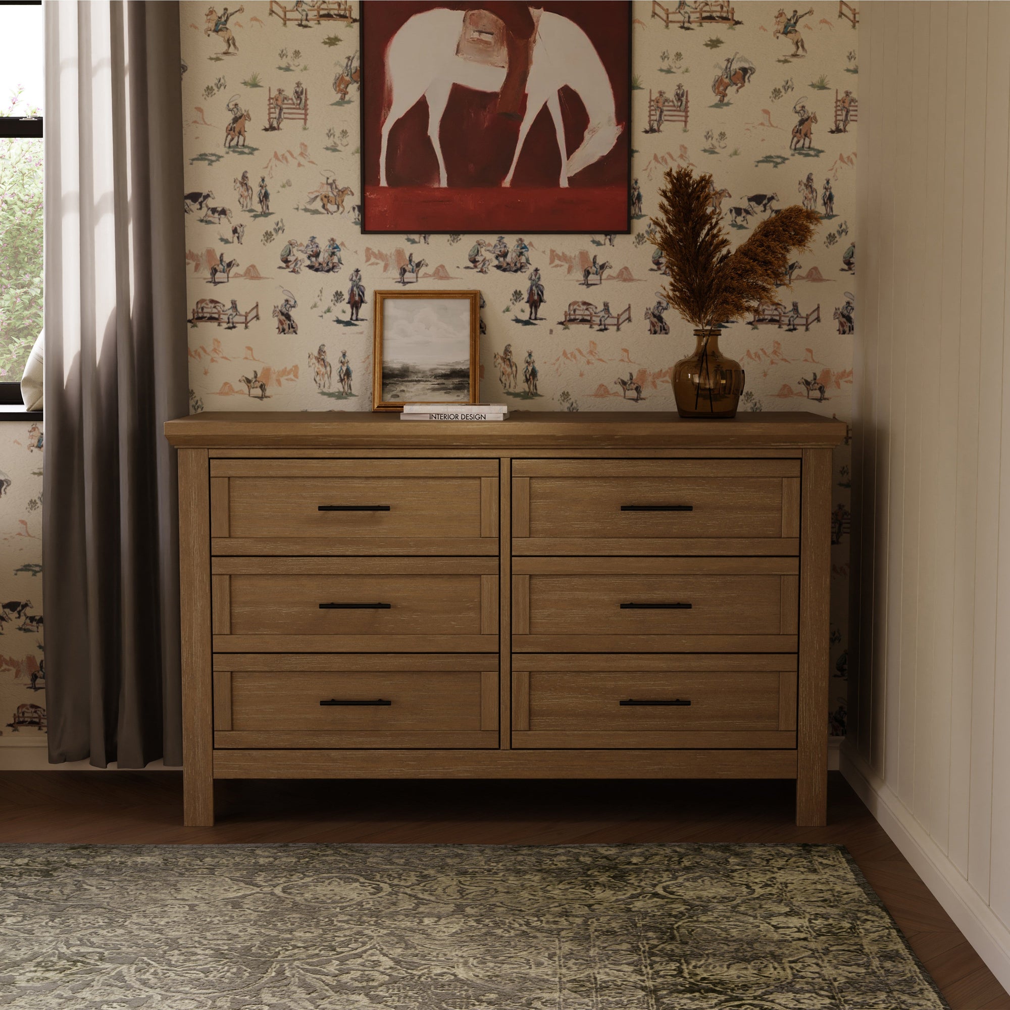 B14516DF,Monogram by Namesake,Emory Farmhouse 6-Drawer Dresser in Driftwood