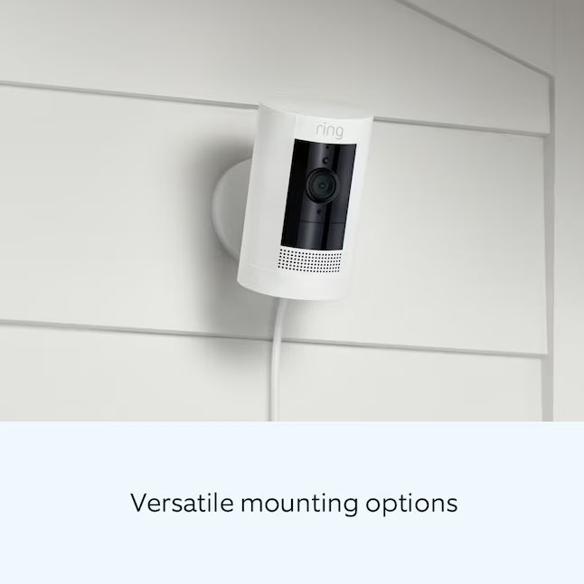 Ring Stick Up Cam Plug-In - Indoor/Outdoor Smart Security Wifi Video Camera with 2-Way Talk, Night Vision, White