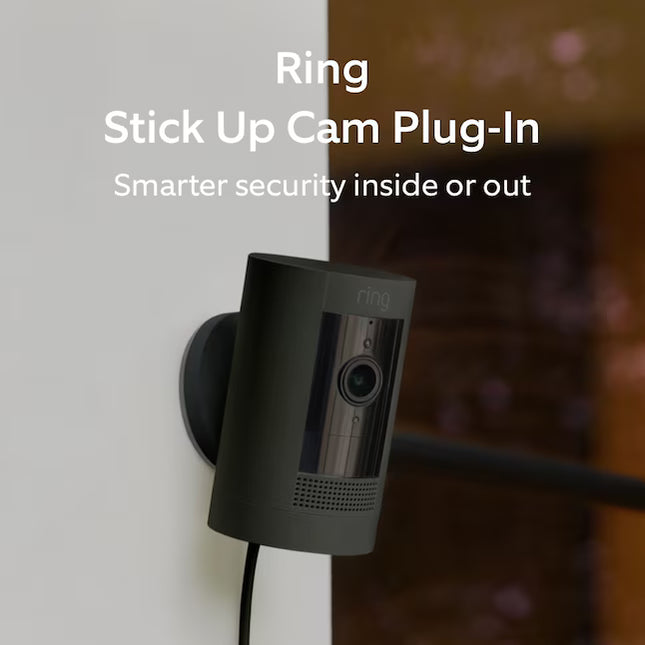 Ring Stick Up Cam Plug-In - Indoor/Outdoor Smart Security Wifi Video Camera with 2-Way Talk, Night Vision, Black