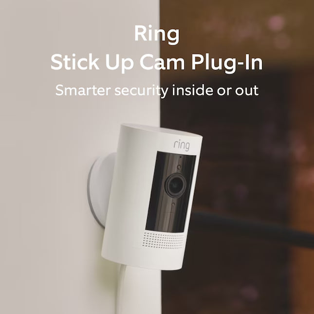 Ring Stick Up Cam Plug-In - Indoor/Outdoor Smart Security Wifi Video Camera with 2-Way Talk, Night Vision, White