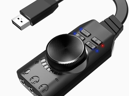 MEIRIYFA External USB Sound Card Virtual 7.1 Surround Sound USB 2.0 Sound Card Adapter for PC with Volume Control, USB to 3.5mm Jack Audio Adapter Cable Plug and Play
