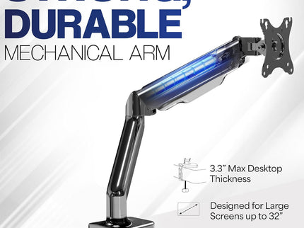 VIVO Single Monitor Desk Mount – Mechanical Arm, Fits 17–32" Screens, Height Adjustable, VESA Compatible – STAND-V001O