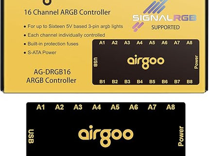 Airgoo 16-Port ARGB Controller – SATA Powered Lighting Hub, SignalRGB/OpenRGB Software, AG-DRGB16