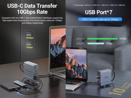 Laptop Docking Station 3 Monitors, 15-in-1 USB-C Dock Station Hub