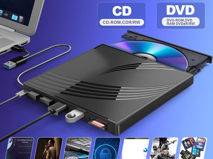 External CD/DVD Drive for Laptop with Carrying Case