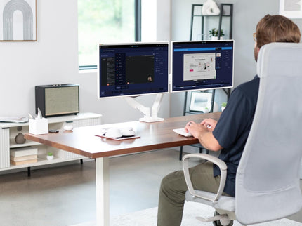 VIVO Dual Monitor Desk Mount – Mechanical Arm, Fits up to 32" Screens (19.8 lbs per Arm), Articulating Counterbalance, VESA – White, STAND-V002OW