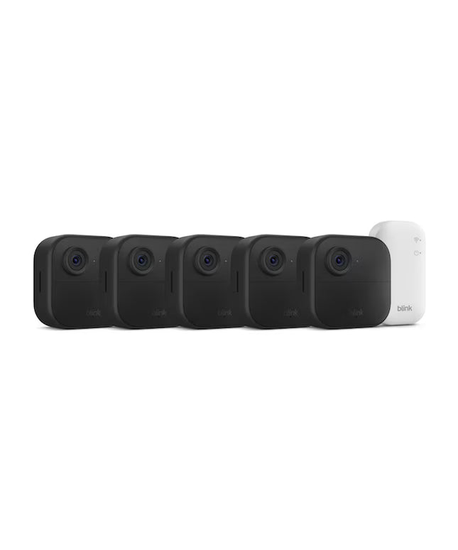 Blink Outdoor 4 - Wireless smart security camera, two-year battery life, 1080p HD day and infrared night live view, two-way talk, Sync Module Core included - 5 camera system