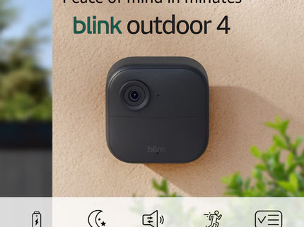 Blink Outdoor 4 - Wireless smart security camera, two-year battery life, 1080p HD day and infrared night live view, two-way talk, Sync Module Core included - 1 camera system