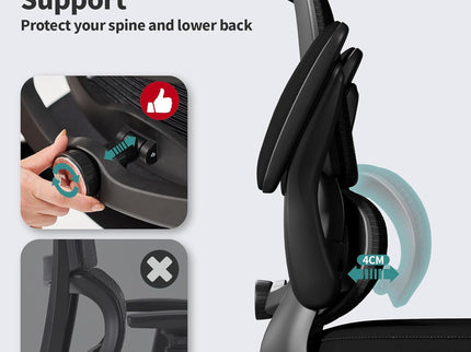 TRALT Ergonomic Office Chair – Mesh, High Back, Wheels – Black