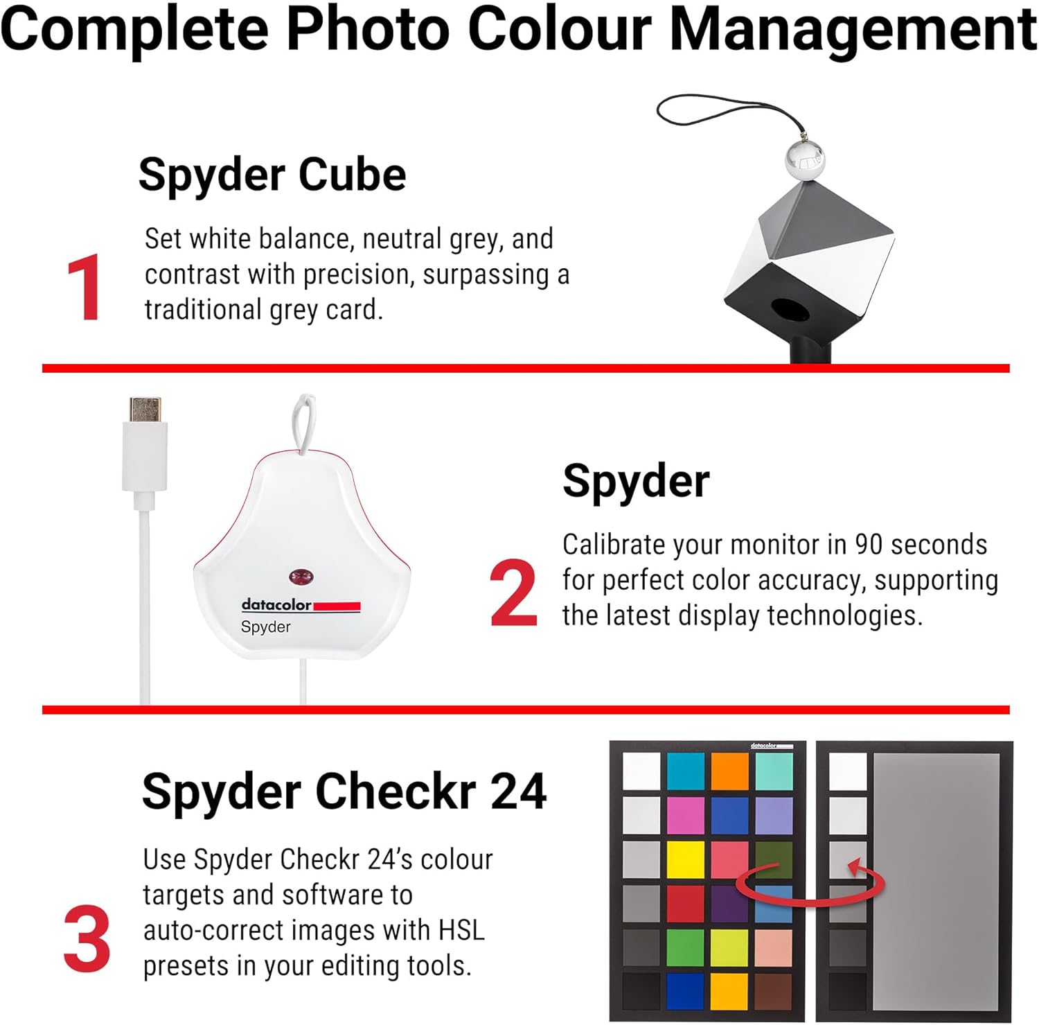 Datacolor Spyder Celebration Kit – Includes Spyder, Cube & Checkr 24 for Complete Photo Color Management