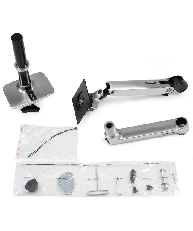 Ergotron LX Single Monitor Arm – Tall Pole Desk Mount, Fits Monitors up to 34", 7–25 lbs, VESA 75x75/100x100 – Polished Aluminum