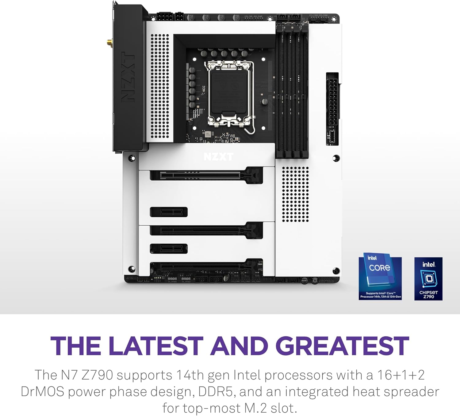 NZXT N7 Z790 ATX Gaming Motherboard - Intel Z790, WiFi 6E, Bluetooth, White