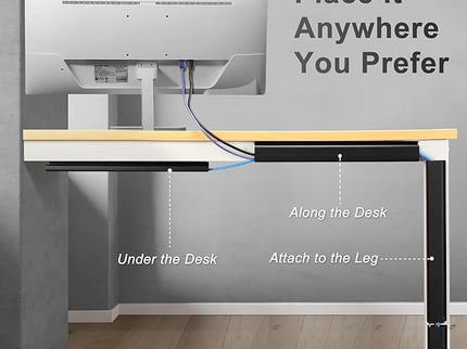ZhiYo Under Desk Cable Management – 94.5" (6×15.8") J-Channel,