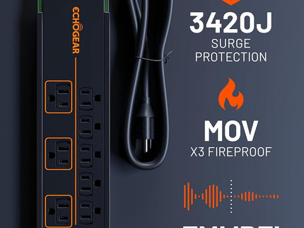 ECHOGEAR ShockBlocker 8 Outlet Surge Protector Power Strip