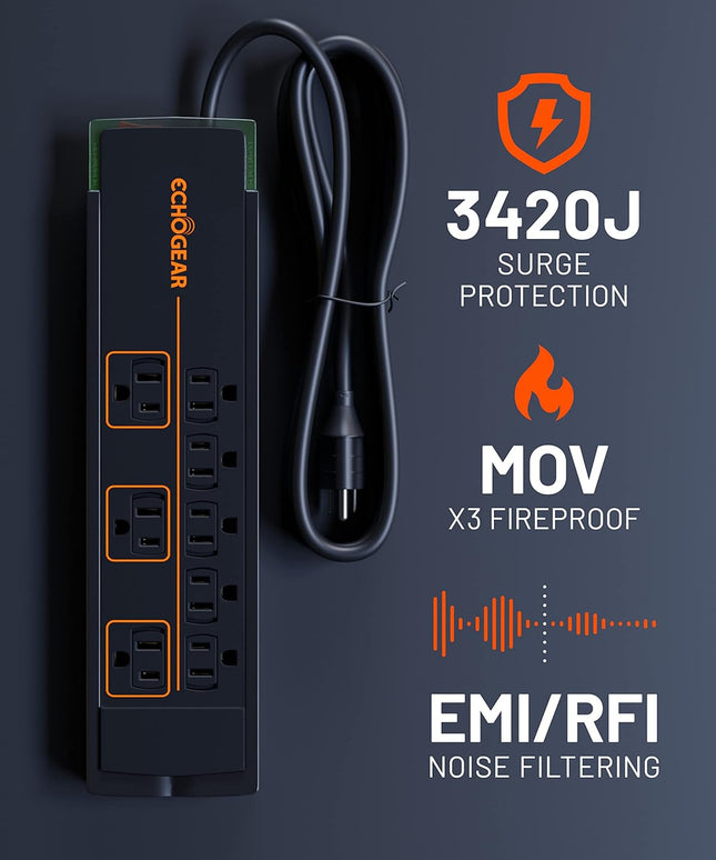ECHOGEAR ShockBlocker 8 Outlet Surge Protector Power Strip