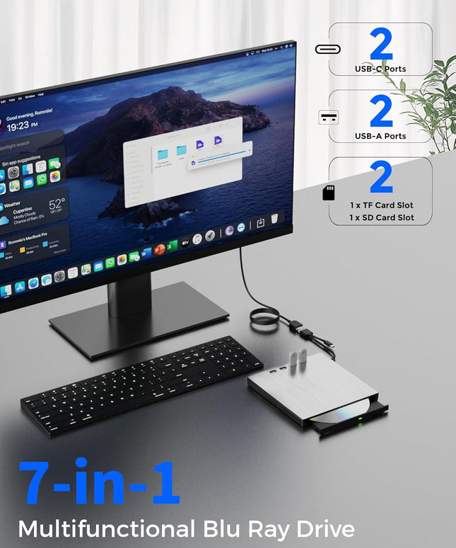 External Blu ray Drive for Laptop Portable Blu Ray Burner USB 3.0