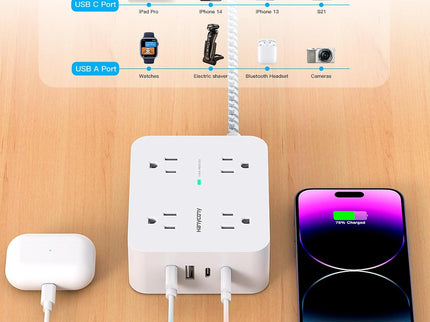 Surge Protector Power Strip - HANYCONY 8 Outlets 4 USB