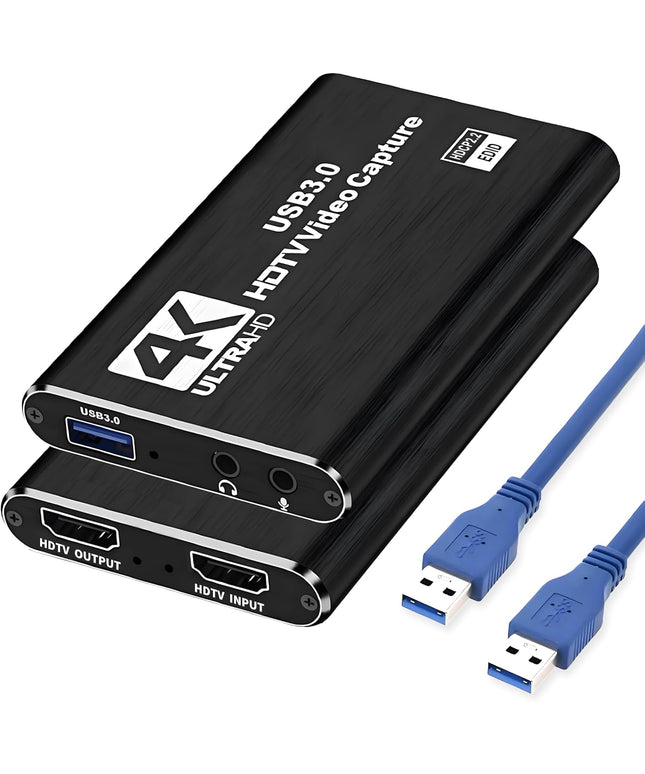 4K Capture Card Game Capture Card 1080P 60FPS for Streaming Capturadora De Video para for Game Recording Live Streaming Broadcasting Supports Microphone Input and 3.5MM Headphone Output