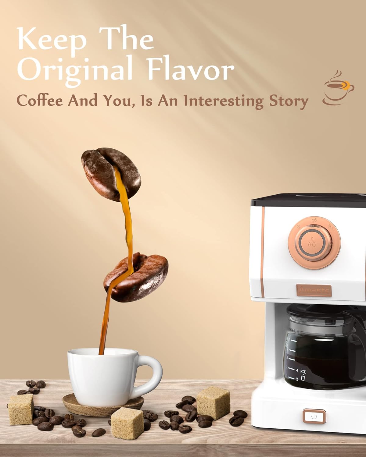 Amaste Retro Style Coffee Machine with 25 Oz Glass Coffee Pot