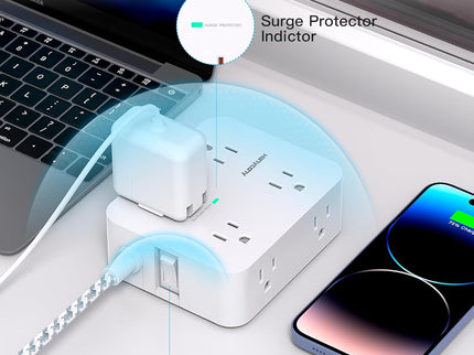 Surge Protector Power Strip - HANYCONY 8 Outlets 4 USB