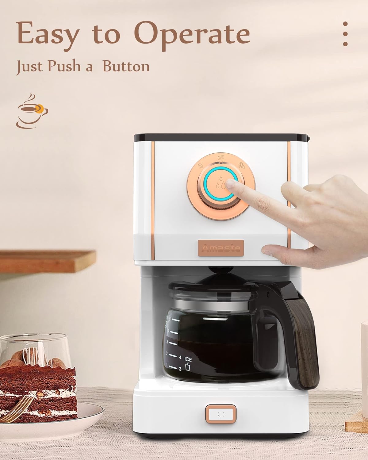 Amaste Retro Style Coffee Machine with 25 Oz Glass Coffee Pot