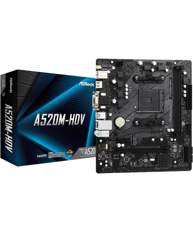 ASRock A520M-HDV Supports AMD AM4 Socket Ryzen™