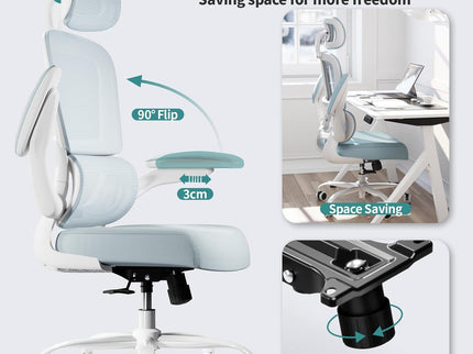 TRALT Ergonomic Office Chair – Mesh, High Back, Wheels – Blue