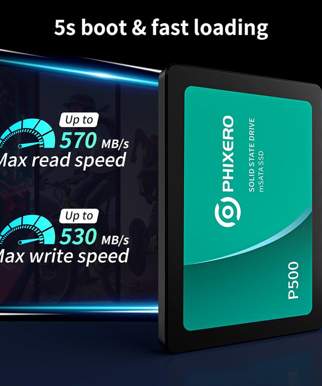 PHIXERO SSD 1TB 3D NAND TLC & SLC Cache SATA Ⅲ 2.5 inch Interne Solid State Drive for Laptop/Desktop PC/Mini PC - P500