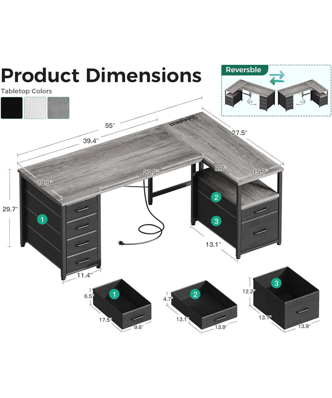 Coleshome L-Shaped Desk
