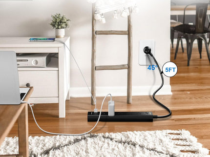 2 Pack Power Strip Surge Protector-5 Widely Spaced Outlets 3 USB Port