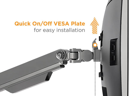 Mount-It! Dual Monitor Arm Desk Stand – Articulating Mechanical Spring, Height Adjustable, Fits 24–32" VESA 75/100 Screens, C-Clamp & Grommet, 2 x USB 3.0 Ports