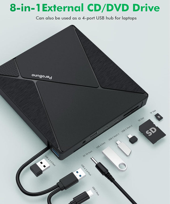 PeroBuno External CD DVD Drive