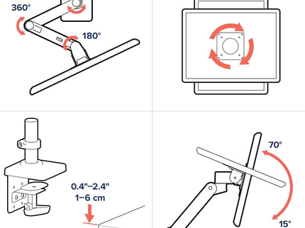 Ergotron LX Pro Premium Monitor Arm – Desk Mount, Fits Monitors up to 34", 4–22 lbs, VESA 75x75/100x100 – Matte Black